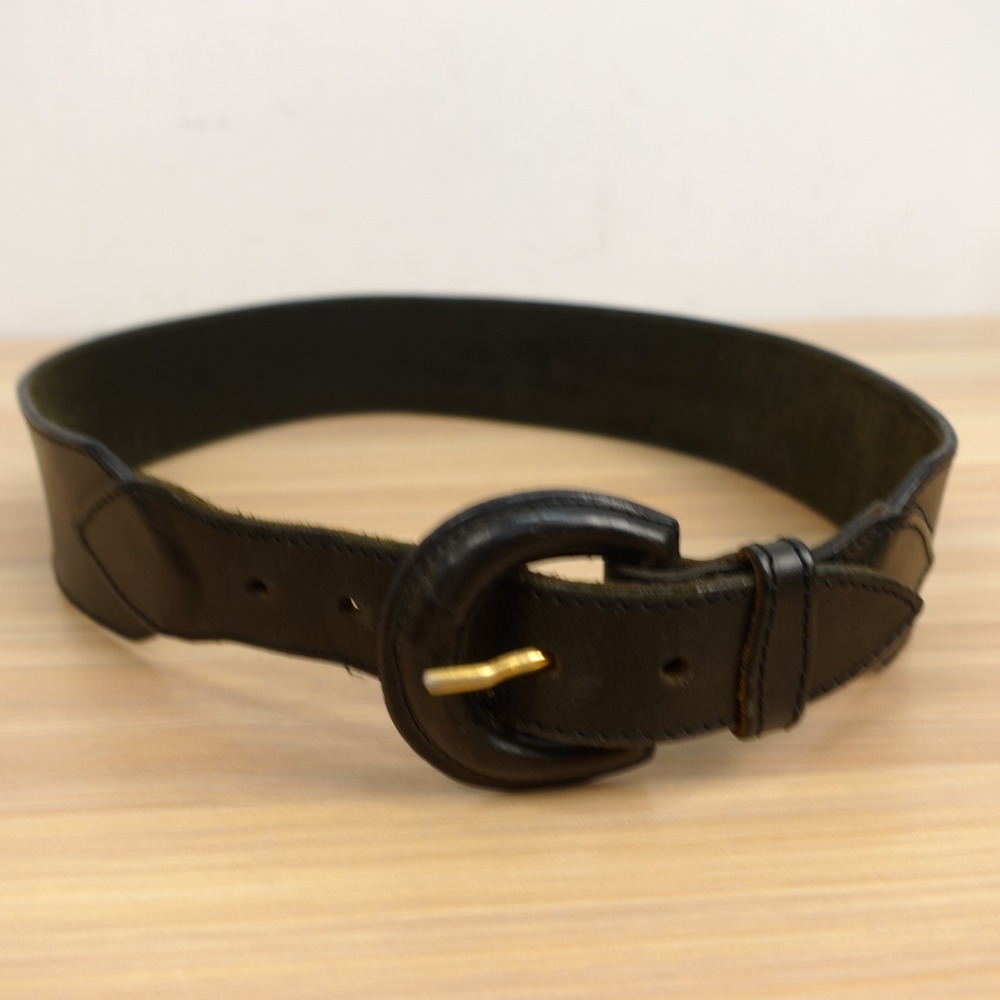 Barneys New York Waist Belt Womens XS Black Leather VINTAGE 90s Quiet Luxury USA